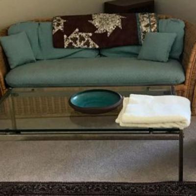 Vintage Wicker Sofa and 2 club chairs set