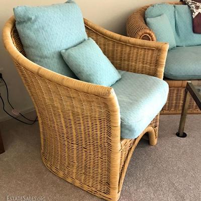 Vintage Wicker Sofa and 2 club chairs set