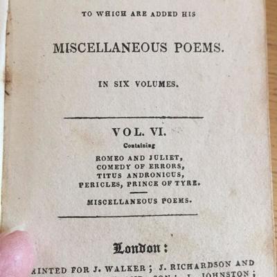 Dramatic Works Of William Shakespeare 1821 6 Volumes