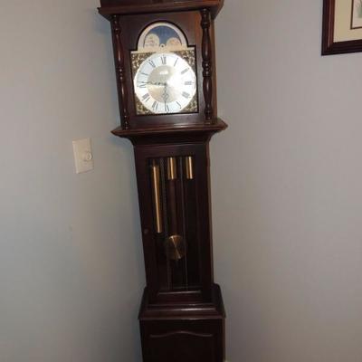 Windsor Grandfather clock with sun/moon phase 3 different chimes. one of two.