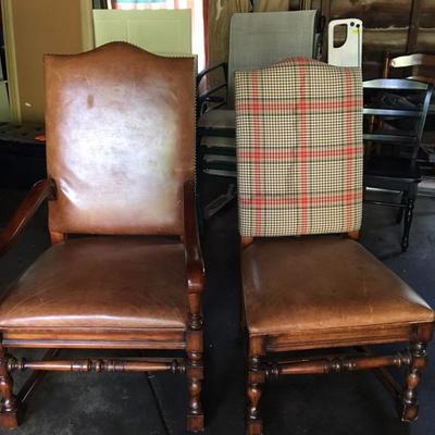 Ralph Lauren dining room chairs/leather and fabric