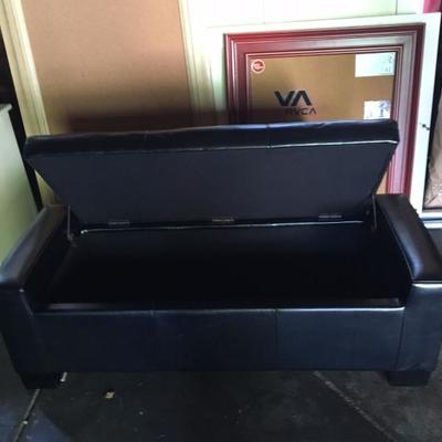 Black leather bench w/storage