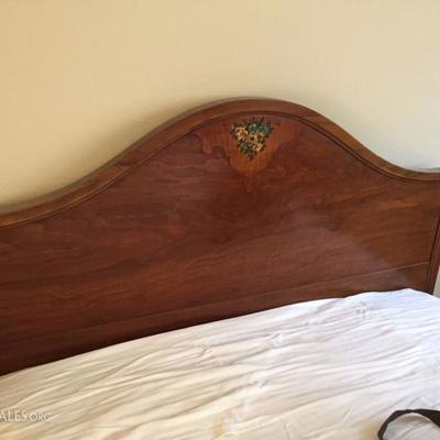 Antique Full Size Bed frame with inlaid wood
