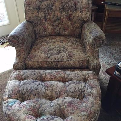 Hancock & Moore Tapestry Chair/Ottoman