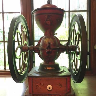 Enterprise Manufacturing Co, Phila No 9 Large Coffee Grinder with Original Eagle and Hand Painting 