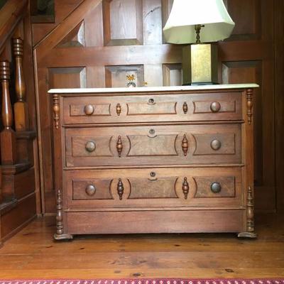 Marble Top Chest with Secret Drawer