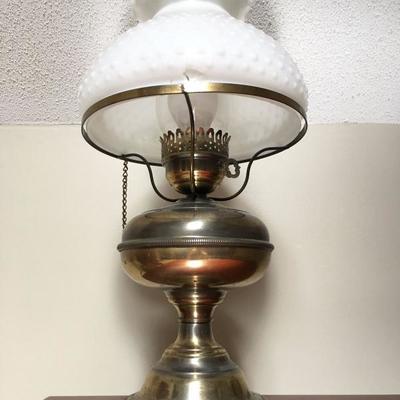 Milk Glass Electrified Oil Lamp