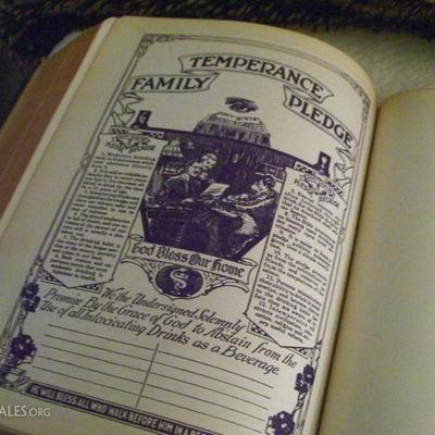 Vintage family Bible with Temperance pledge page