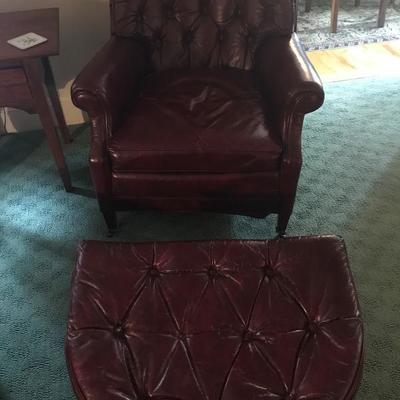 Leather Chair with Matching ottoman 