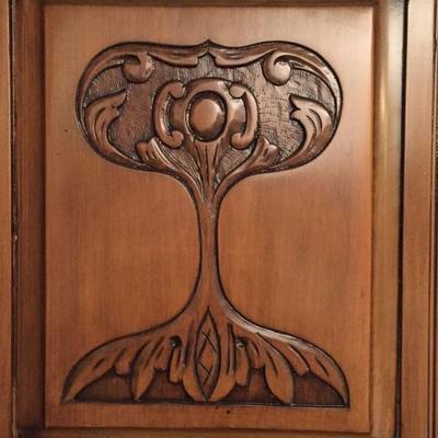 Art Nouveau Armoire with Mirrored Doors (detail)