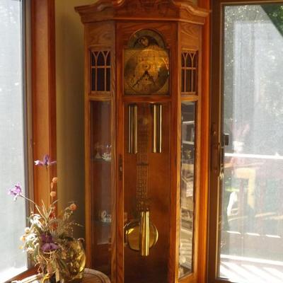 Sligh Bennington Grandfather Clock. Curio Cabinet.