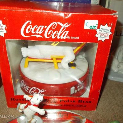 Coke musical alarm clock rotating bear $40