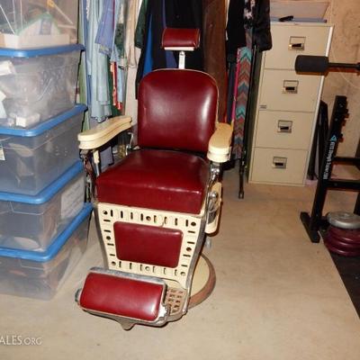 Lot # 104    Emil J. Paidar Barber Chair in excellent condition, hydraulic works.  $1,300.00