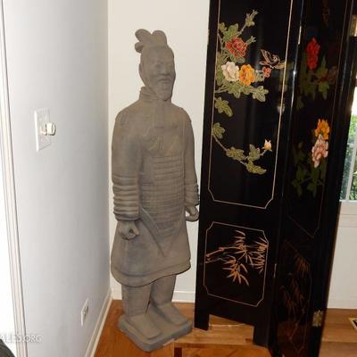 Lot # 113 Clay Warrior 5 and 1/2 feet tall. $200.00