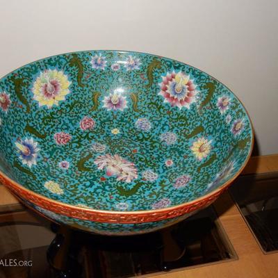 Lot # 102/ Chinese Porcelain Bowl 19/ to early 20 century having Famille rose hand painted enamel decorations $2,200.00