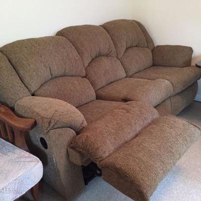 Matching sofa and loveseat with recliner