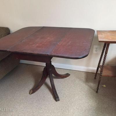 Drop leaf table and square side table