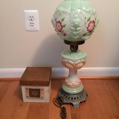Antique lamp and photo box