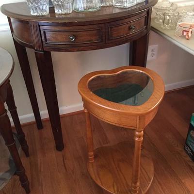 Vintage Semi Circular Table and Heart shaped display table