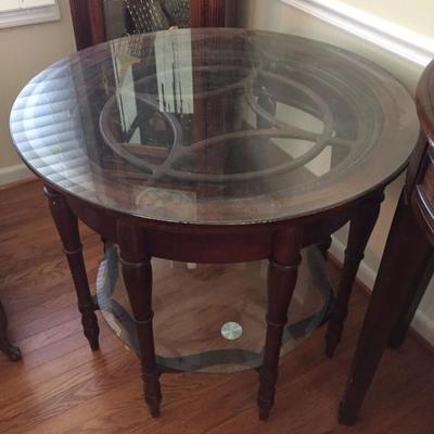 Vintage Circular Table with glass top