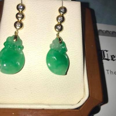 shirley temple black's jade earrings (movie memorabilia)