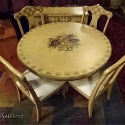 PULASKI PAINTED DINING TABLE WITH 4 CHAIRS (MATCHING BUFFET SOLD SEPARATELY)