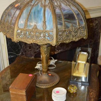 Antique panel glass lamp!