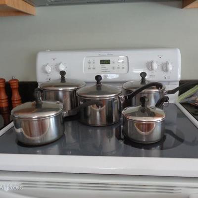 vintage Stainless steel lidded pots and pans