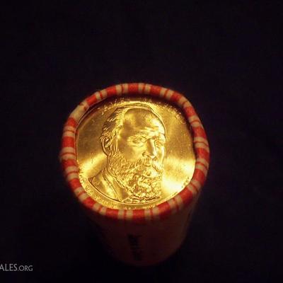 Roll of James A. Garfield President Dollar coins