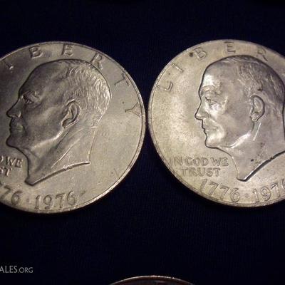 2 - 1776/1976 Eisenhower Dollar coins
