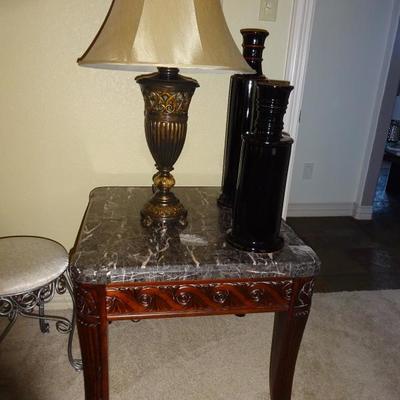 lamps and marble top table