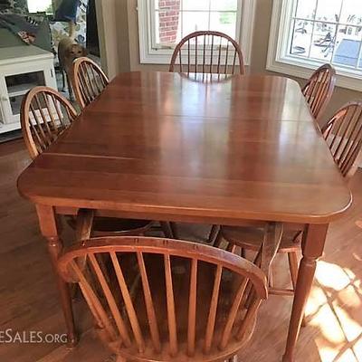 Oak Table and 6 Side Chair
