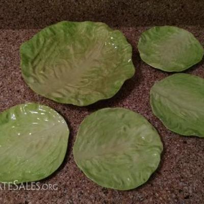 Vintage Ceramic Cabbage Leaf Plates