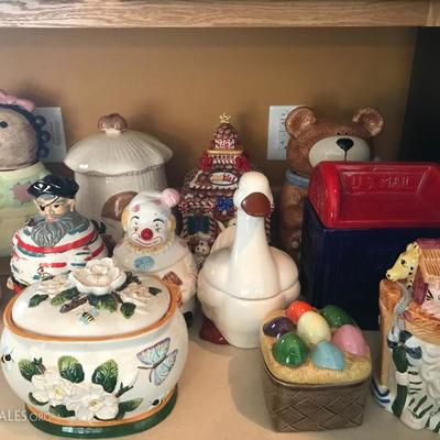 Lots of different cookie jars 