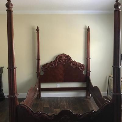 Very Ornate Queen 4 post bed, no mattress 