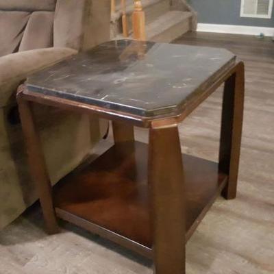 Faux marble topped end table