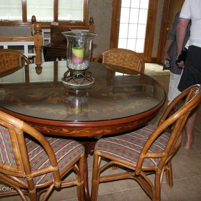 Italian Cherry/Maple Inlay table and chairs.  Offered as a resale until July 13.  If interested call Robert at 978-852-2438