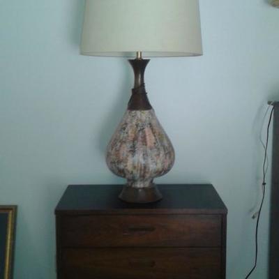Vintage Mid Century modern LARGE drip glazed table lamp. Stands 4'6