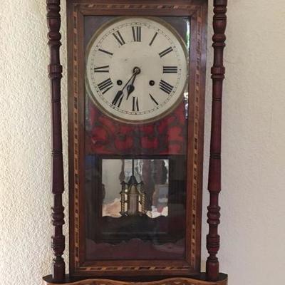 Antique Inlaid Wall Clock