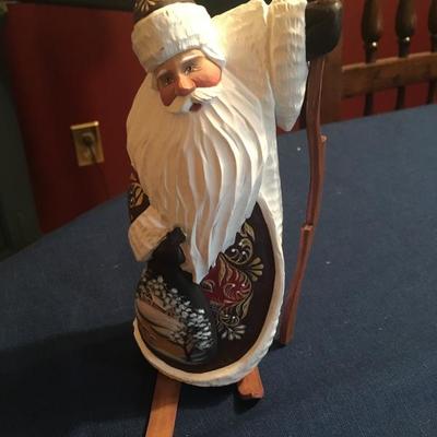 Russian Santa-made in Russia & carved.
Skiing Santa