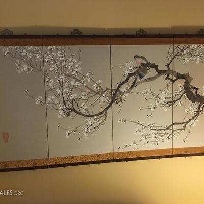 Asian silk hand painted panel