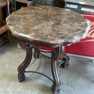 Faux Marble Top Side Table