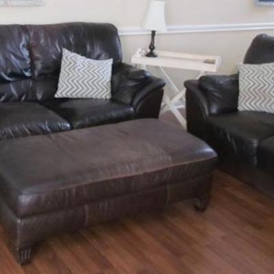 Star Furniture Coffee Leather Sofa Loveseat and Ottoman