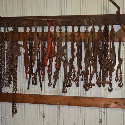 Vintage metal chains and hooks 