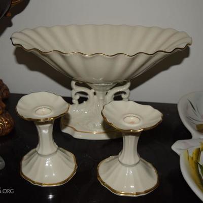 Lenox serving dish and candlesticks 