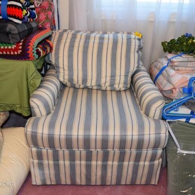 striped chair with ottoman 
