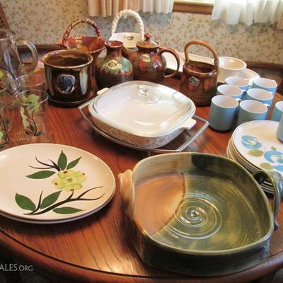 Dryden Pottery and Dixie Dogwood glassware