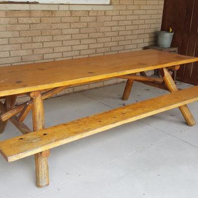 HUGE Wood Picnic Table Bench
