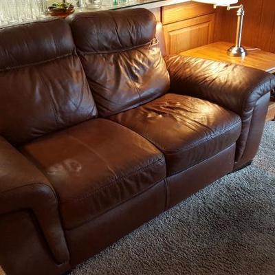 Brown Leatherette Love Seat