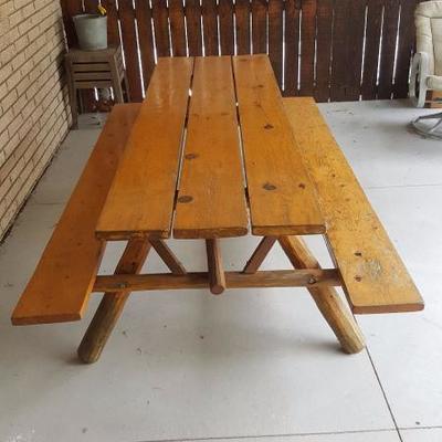 Huge Wood Picnic Table Bench